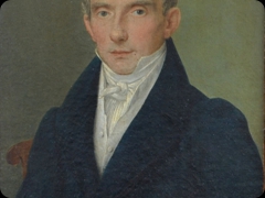 Olio su carta
attribuito a Francesco Hayez 
Il viso composto di un nobiluomo 
amante della letteratura mostra il bello stile dell'epoca neoclassica
