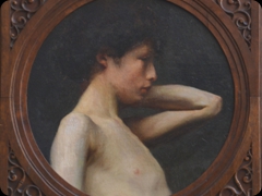 Olio su tela
anonimo mitteleuropeo del primo novecento
Tra jugendstil e secessione,
la malinconia di un efebo sconosciuto
