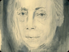 China su carta
Kathe Kollwitz 
Occhi magnifici e intensi appaiono 
nell’autoritratto pensieroso e inquieto
