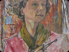 Olio su tela
scuola francese del novecento
Il probabile autoritratto mostra il piglio sicuro 
di un’artista alle prese con se stessa

