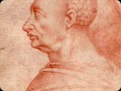 Sanguigna su carta
Attribuito a Pisanello 
Sia vero o falso il prestigioso riferimento, l’opera 
sorprende per la minuzia esecutiva e la nobiltà del personaggio

