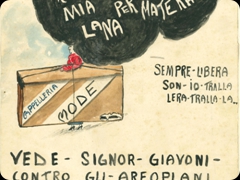 Tecnica mista su carta
Enrico Prampolini 
Il ricordo del futurismo rimane nella libertà
e nell’eccesso spiritoso della chioma
