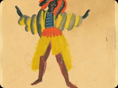 Acquerello su carta
Primo Conti 
Il costume della danzatrice nera è vivace 
quanto il tratto di un futurismo ancora vivo

