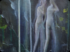 Olio su tela
Anonimo novecentesco
La cacciata dal Paradiso Terrestre avviene nel trionfo 
di un verde squillante, davanti ad una soglia metafisica
