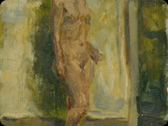 Olio su cartone
Mario Tozzi 
Un nudo quasi d’accademia, movimentato però 
dall’incastro di colori scelti in tonalità di carne e di erba

