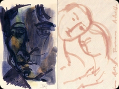 Tecnica mista su cartoncino telato
Alighiero Boetti 
Due amanti si sfiorano dolcemente 
mentre il viso dell’artista li immagina
