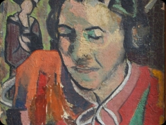 Olio su tela
Paul Gauguin 
La tappezzeria giapponese nella sua eleganza
si unisce alla fisicità di una presenza ben più reale