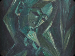 Olio su tela
Jacques Villon 
Dedicato a Suzanne, che riposa nel giardino,
il ritratto oscilla tra cubismo e futurismo
